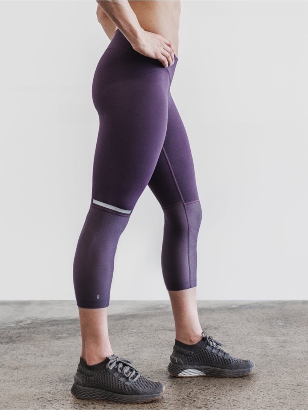 NWT NoBull Running Crop Mesh Leggings Size S Plum Workout